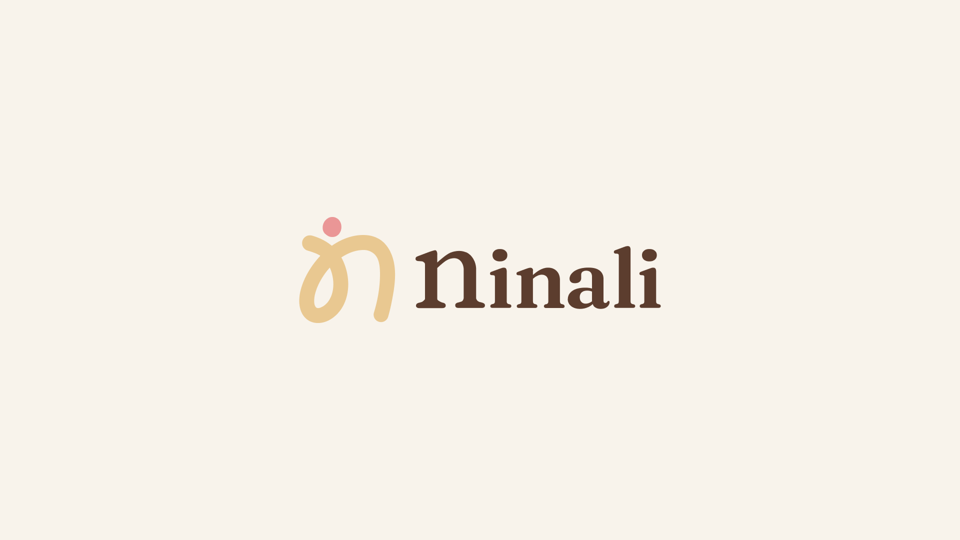 Logo da Ninali em caligrafia contínua com o ponto rosa