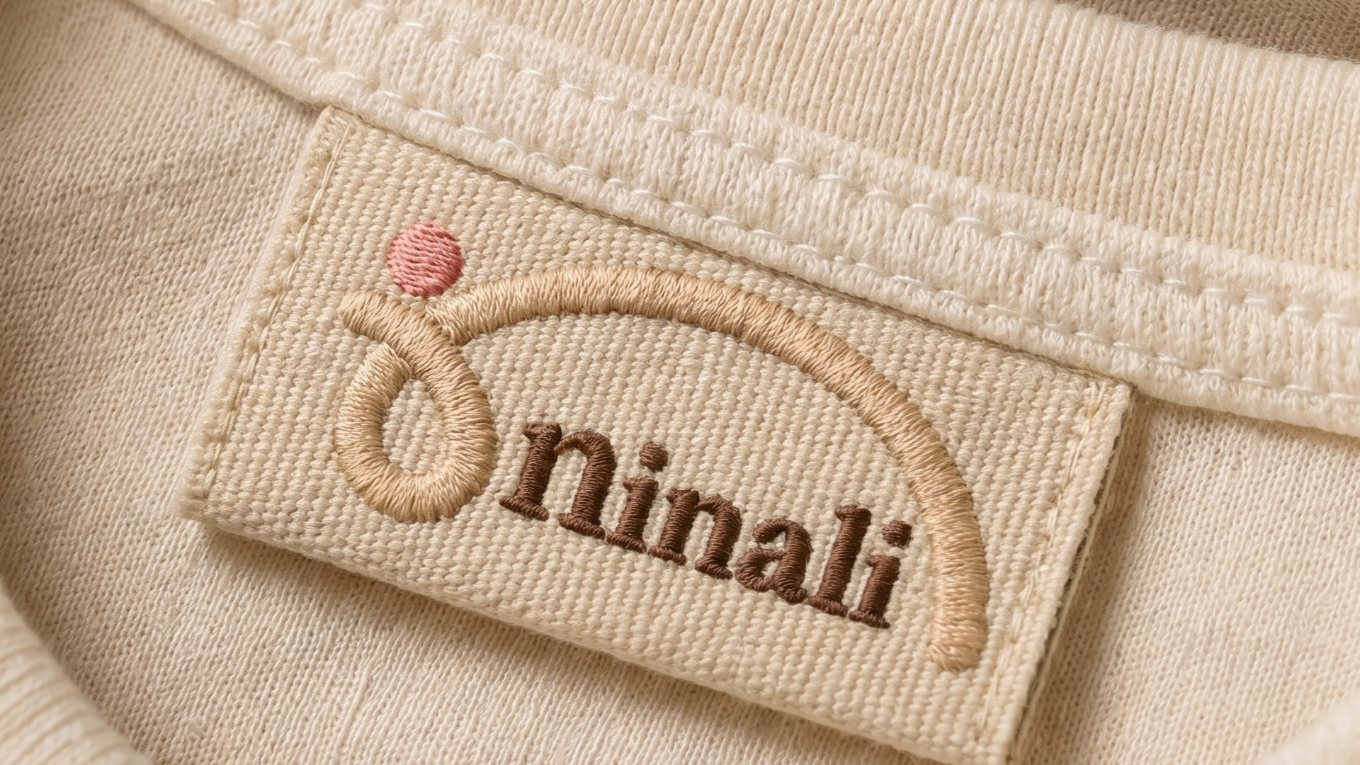 Etiqueta bordada da Ninali numa peça de roupa de bebê