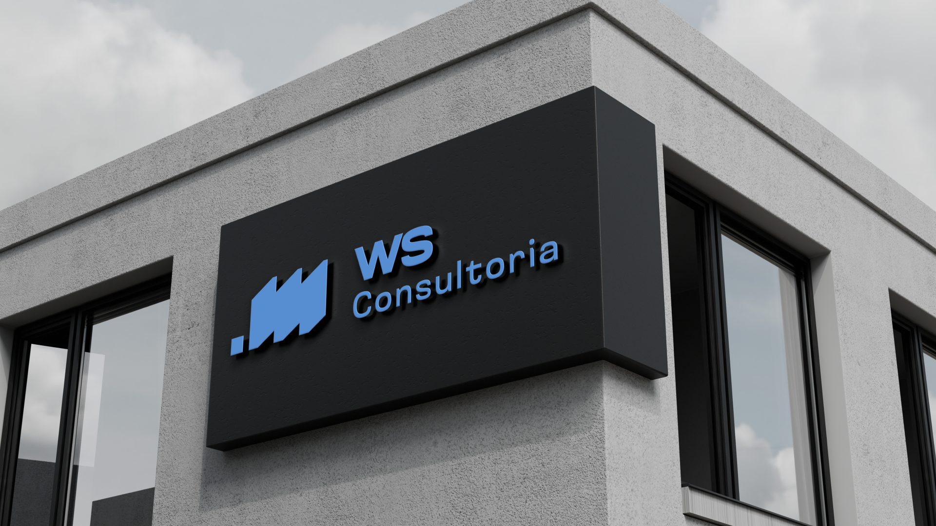 Fachada da WS Consultoria com o logo aplicado